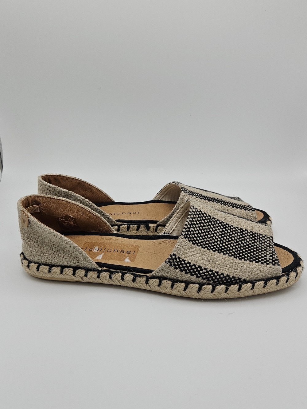 Eric Michael Dominique striped espadrille d'orsay sandals size 39